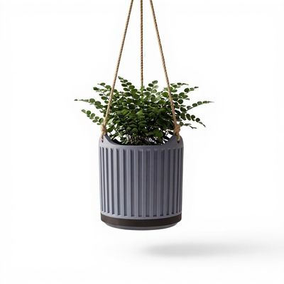 Fluted Hanging Planter with Drainage Tray, Modern Indoor Plant Pot, Boho Minimalist Home Decor – photo 5