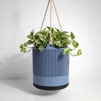Hanging Planter Indoor with Drainage Saucer, Modern Fluted Plant Pot, Pothos Hanger, Housewarming Gift – photo 14