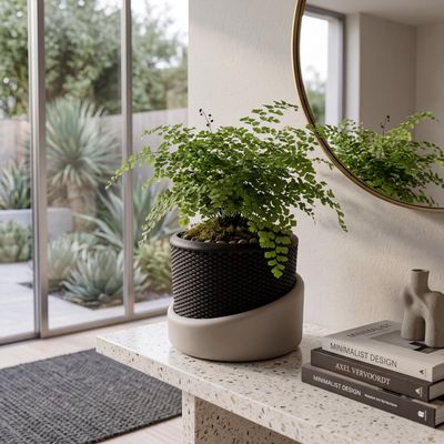 Modern Black Planter, Textured Two Tone Indoor Plant Pot, Minimalist Home Decor, Housewarming Gift Vase – photo 10