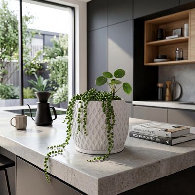 Modern Indoor Planter Pot with Drainage, Diamond Textured White Plant Pot, Geometric Home Decor Gift – photo 11