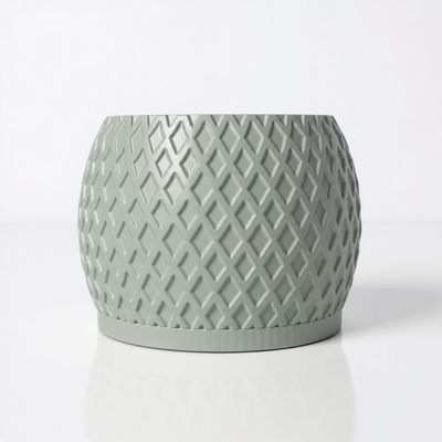 Modern Indoor Planter Pot with Drainage, Diamond Textured White Plant Pot, Geometric Home Decor Gift – photo 14