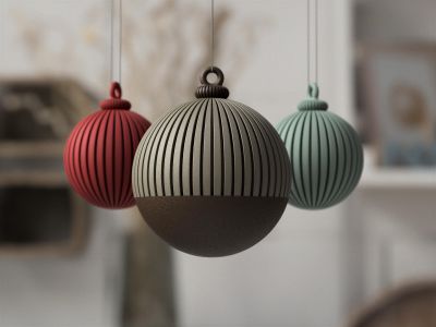 Japandi Christmas Ornament, Modern Ribbed Christmas Decor, Neutral Matte Tree Ornament, Minimalist Holiday Decor – photo 12