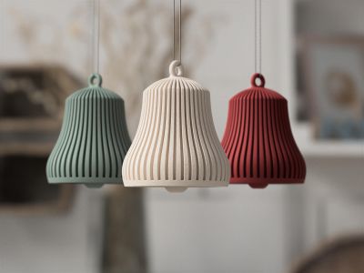 Modern Ribbed Bell Christmas Ornament – photo 1