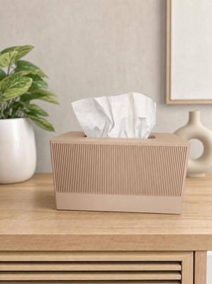 Modern Ribbed Tissue Box Cover, Fluted Rectangular Kleenex Holder, Minimalist Home Decor, Japandi, Sage Green Charcoal Beige – photo 6