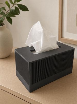 Modern Ribbed Tissue Box Cover, Fluted Rectangular Kleenex Holder, Minimalist Home Decor, Japandi, Sage Green Charcoal Beige – photo 7