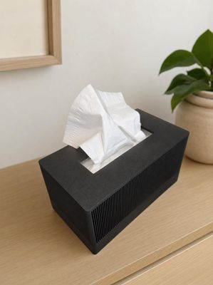 Modern Ribbed Tissue Box Cover, Fluted Rectangular Kleenex Holder, Minimalist Home Decor, Japandi, Sage Green Charcoal Beige – photo 8