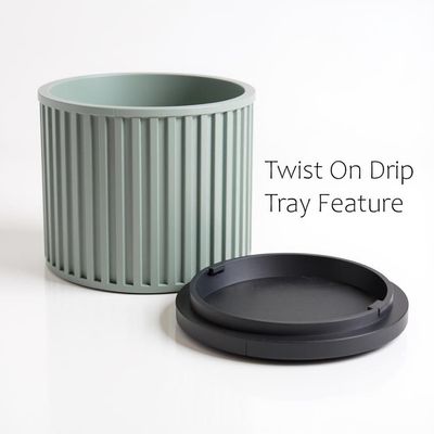 Ribbed Planter with Drainage Tray, Modern Fluted Plant Pot, Sage Green Indoor Planter, Housewarming Gift – photo 3