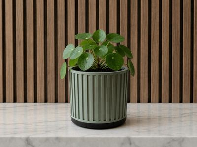 Ribbed Planter with Drainage Tray, Modern Fluted Plant Pot, Sage Green Indoor Planter, Housewarming Gift – photo 10