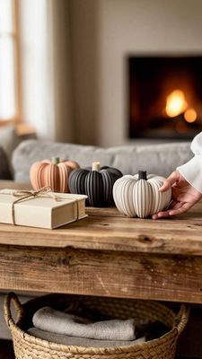 Ribbed Pumpkin Tealight Holder, Modern Fall Decor, LED Candle Holder, Minimalist Pumpkin Decor, Autumn Table Centerpiece – photo 1