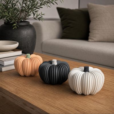 Ribbed Pumpkin Tealight Holder, Modern Fall Decor, LED Candle Holder, Minimalist Pumpkin Decor, Autumn Table Centerpiece – photo 4