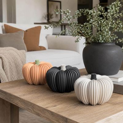 Ribbed Pumpkin Tealight Holder, Modern Fall Decor, LED Candle Holder, Minimalist Pumpkin Decor, Autumn Table Centerpiece – photo 5