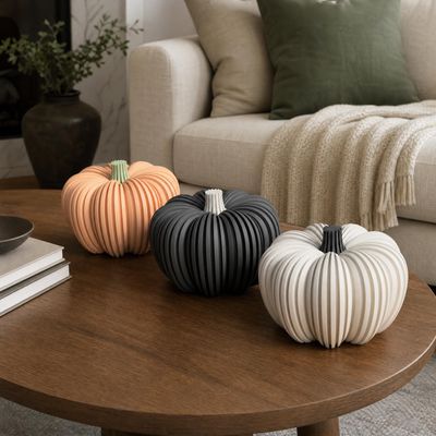Ribbed Pumpkin Tealight Holder, Modern Fall Decor, LED Candle Holder, Minimalist Pumpkin Decor, Autumn Table Centerpiece – photo 6