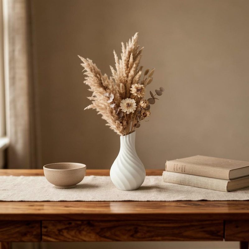 Spiral Ribbed Japandi Vase