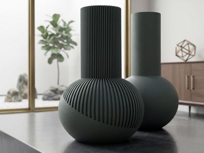 Two Tone Ribbed Japandi Vase – photo 3