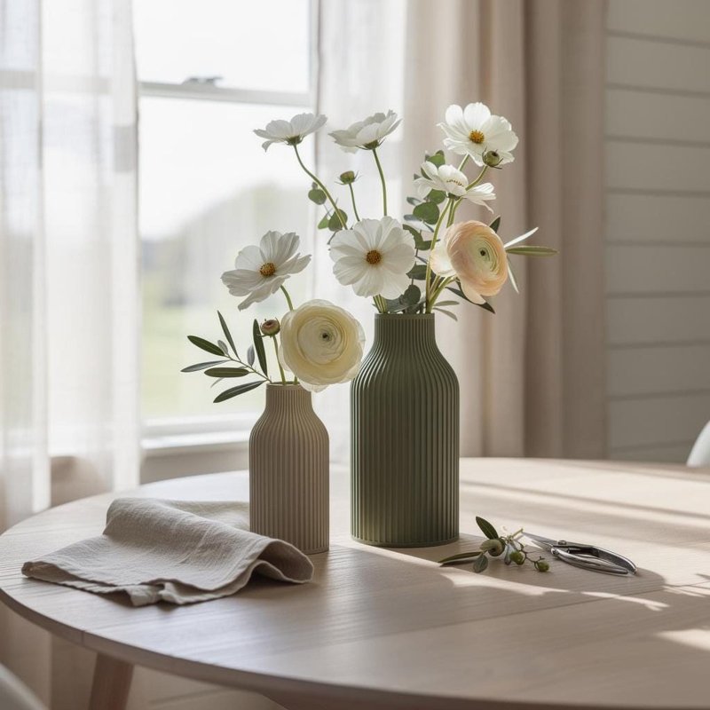 Ribbed Flower Vase Set
