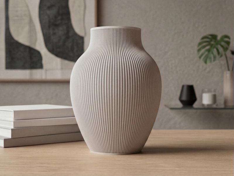 Ribbed Japandi Vase