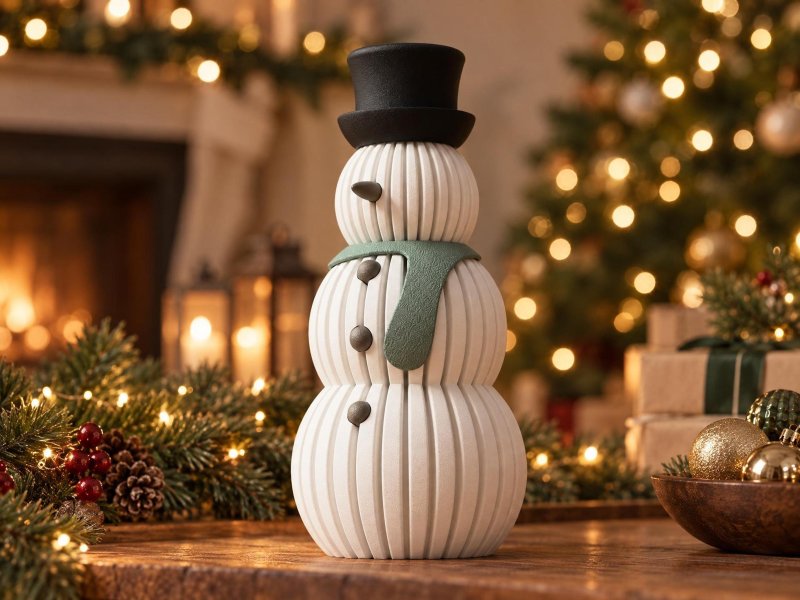 Ribbed Snowman Christmas Decor